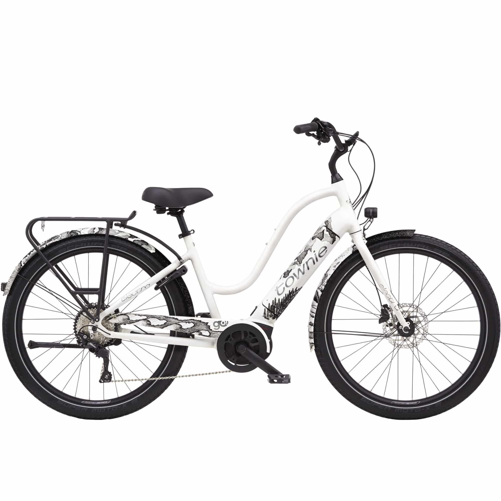 Electra Townie Path Go! 10D EQ e-hybrid bike with Bosch motor, step-thru frame, 27.5-inch puncture-resistant tires, outdoor riding