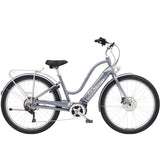 Electra Townie Path Go! 10D EQ e-hybrid bike with Bosch motor, step-thru frame, 27.5-inch puncture-resistant tires, and Shimano gears.