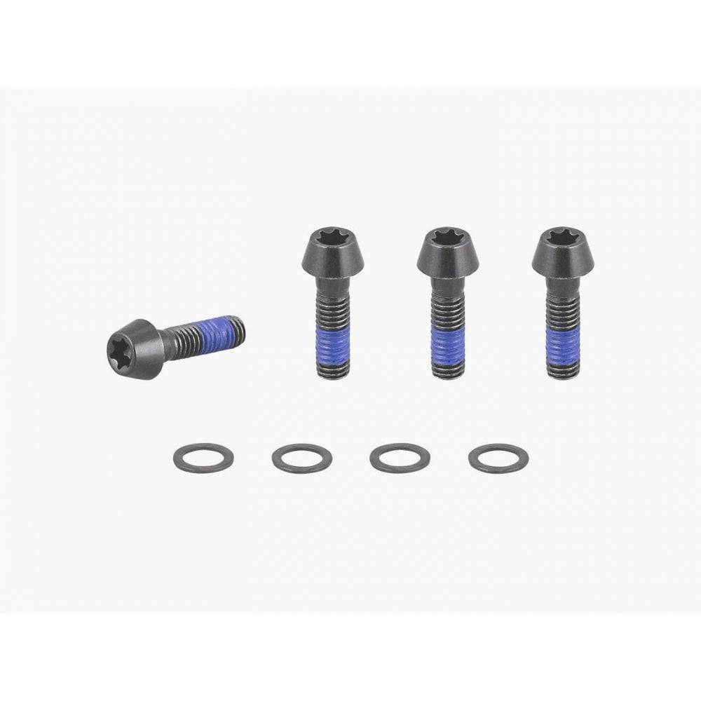 Black Trek E-Caliber 29 chainstay bridge bolts, M6x1x20mm replacement hardware, close-up of bike component bolts