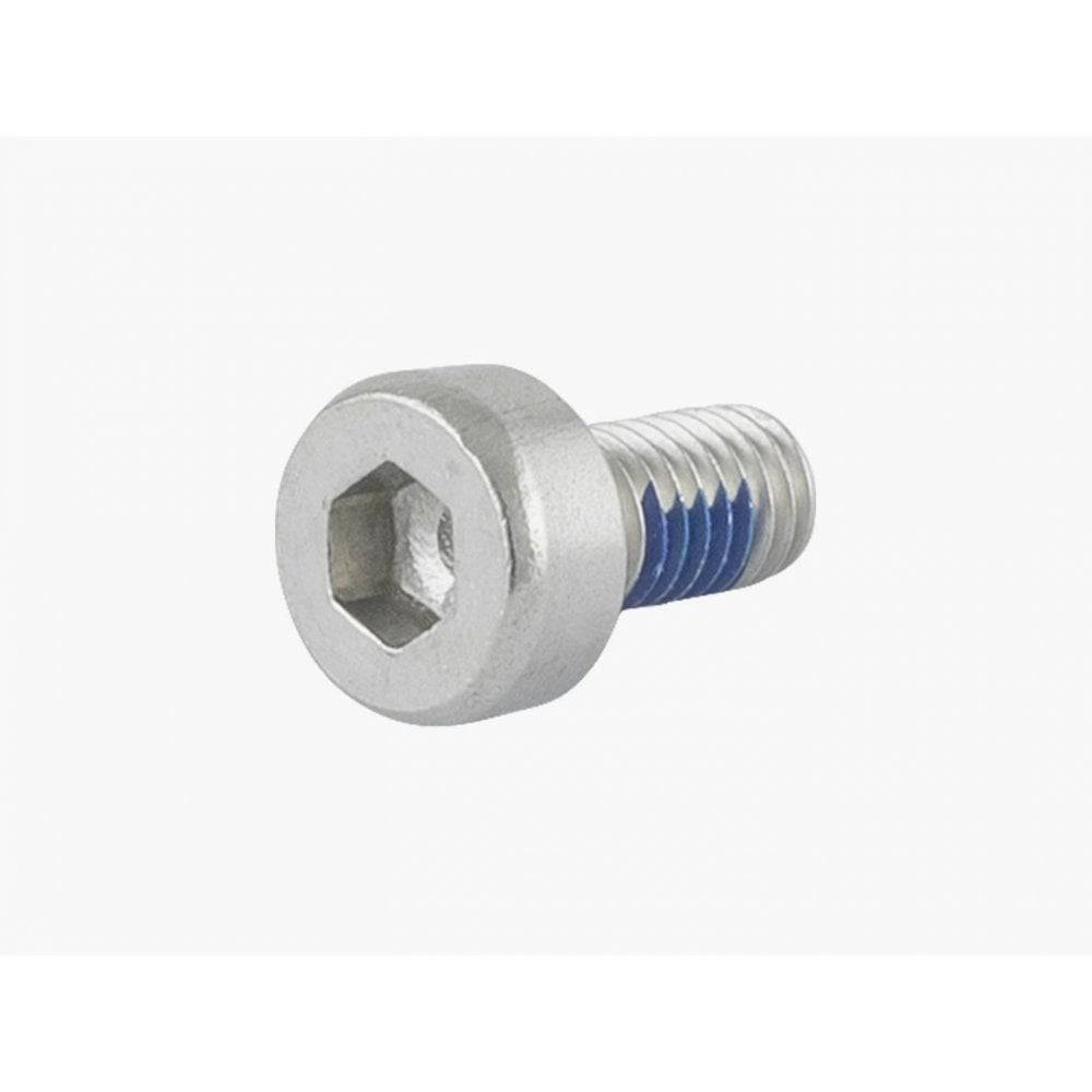 Silver Trek Fuel EXe battery end cap fastener M3x0.5x6mm, lightweight bike component for Trek mountain bikes.
