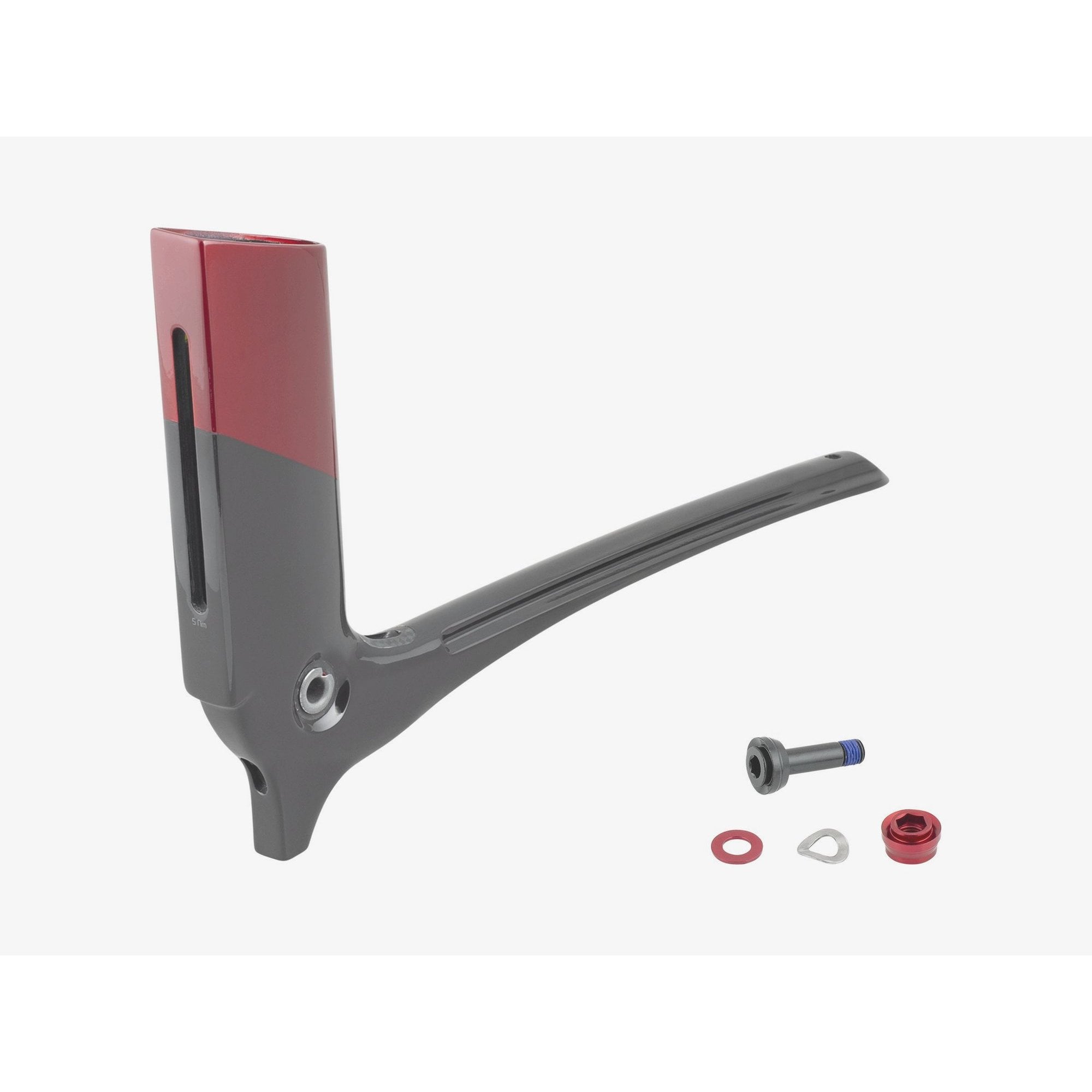 Trek Madone SLR painted seatmast seatpost in Viper Red and Navy Smoke, aerodynamic design for road bike performance.
