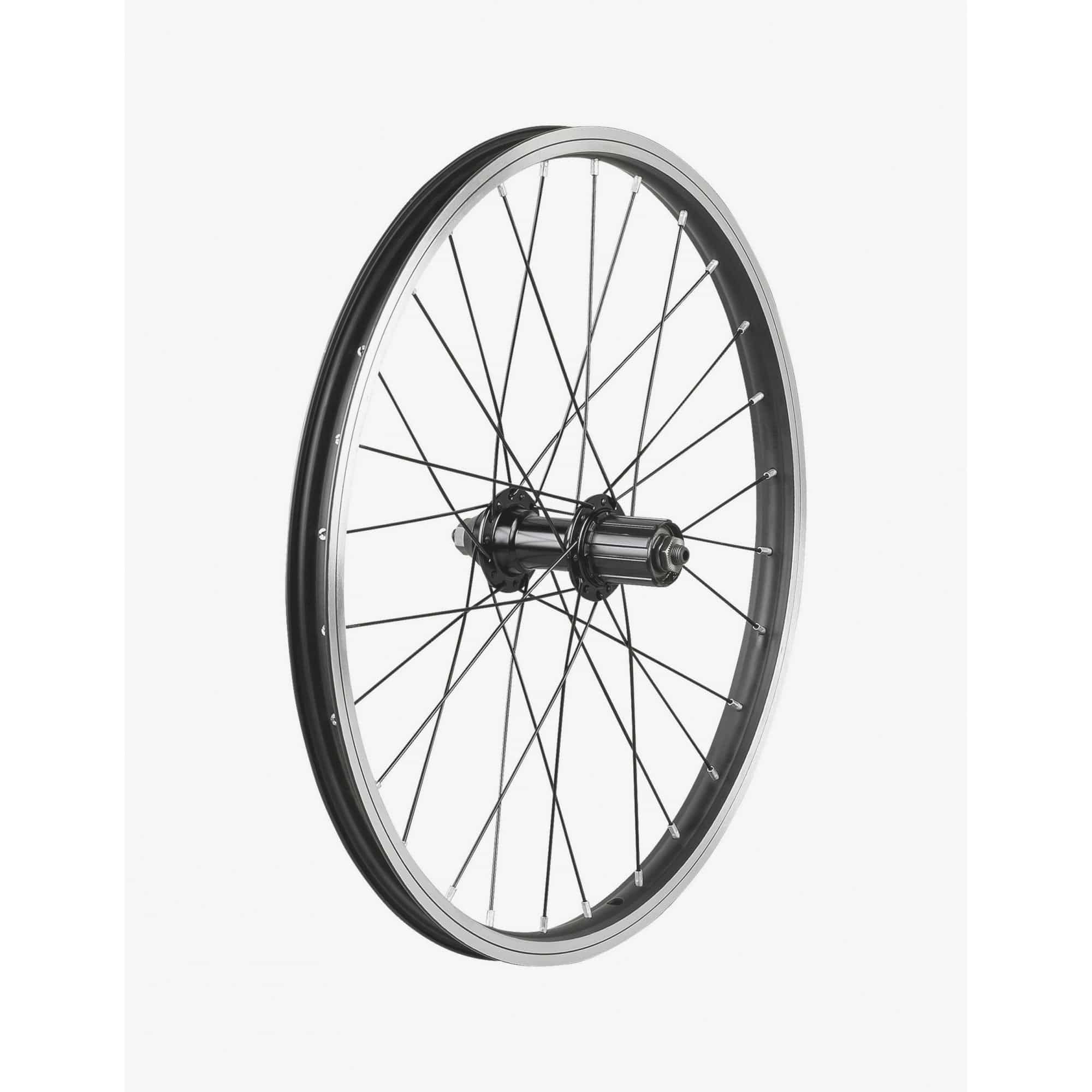 Trek J20C 20-inch kids mountain bike wheels, durable MTB replacement wheels with black rims and spokes, suitable for young riders.