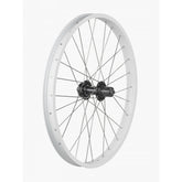 Trek Kids 24-inch mountain bike wheels with 28 holes and 6-bolt disc brake compatibility, featuring black rims and silver spokes.