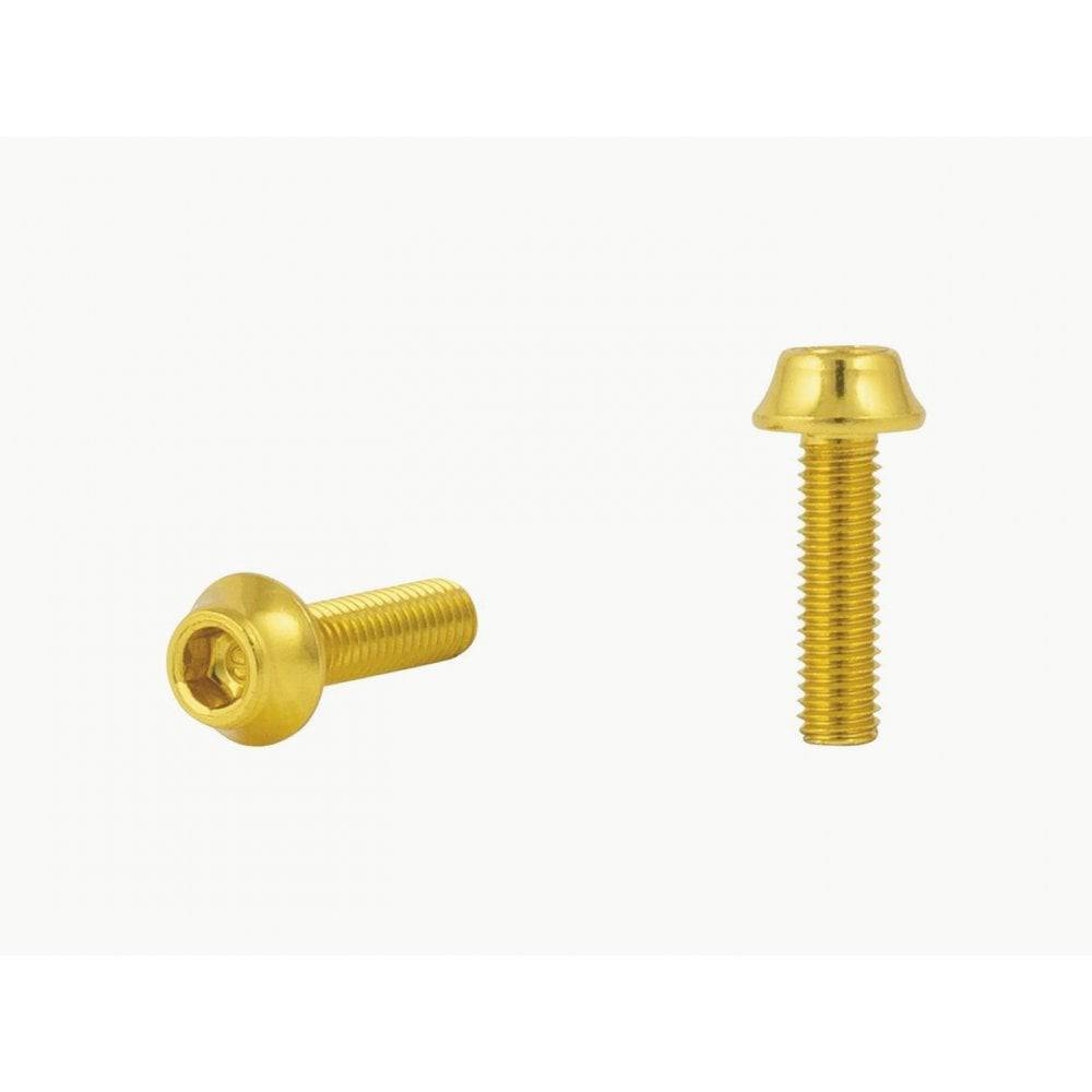 Black Trek water bottle bolt fastener set with M5x16mm size, designed for bike frame components, shown in a 2-pack with anodized finish.