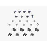 Trek Fetch+ 2 foot guard mounting kit with M5 x 10mm black bolts, secure bike hardware for installation.