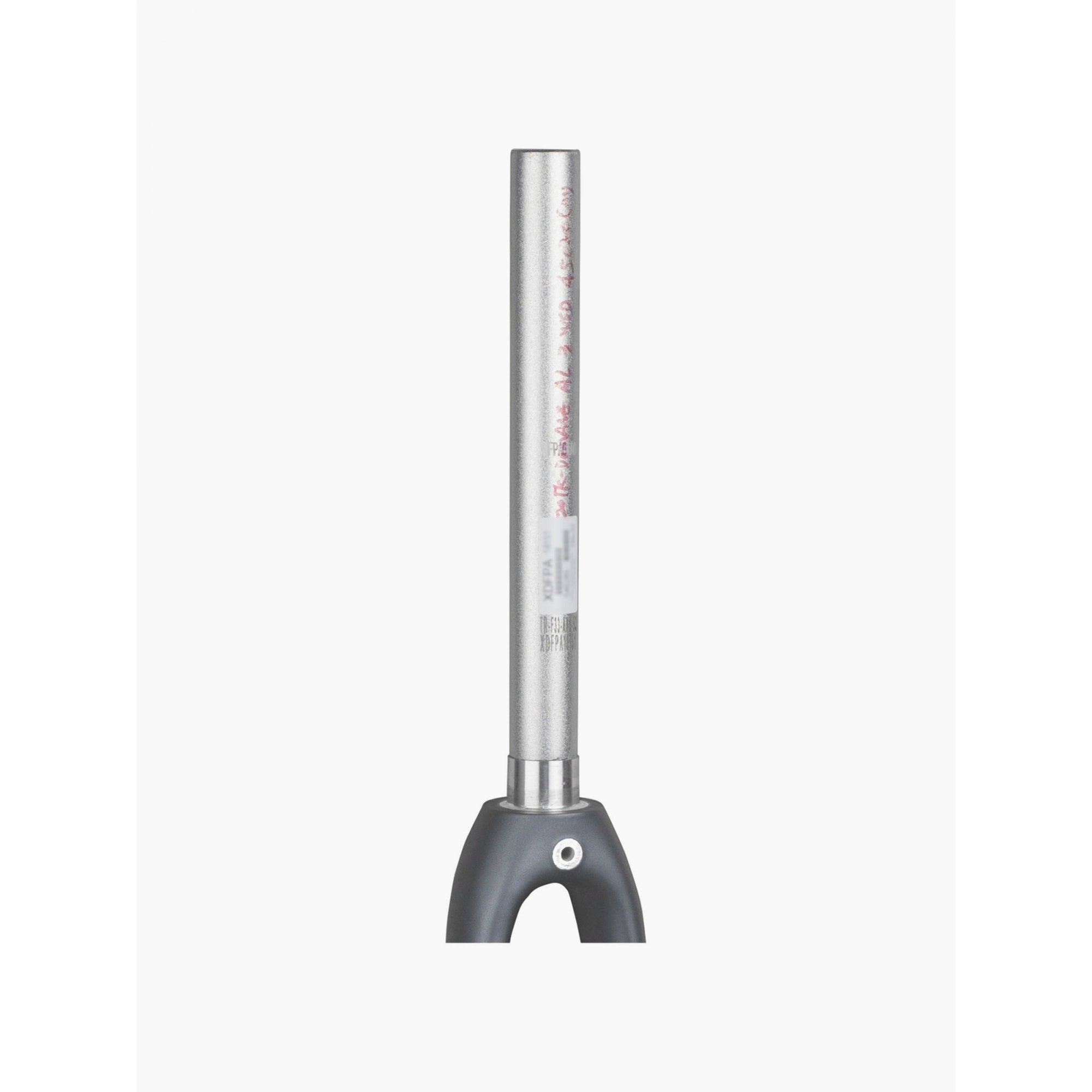 Trek Domane AL 700C road bike fork components with improved steering and stability, shown in a close-up view.