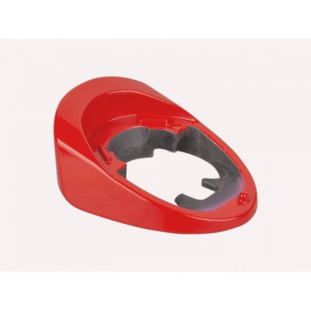 Trek 2023 Emonda SL6 headset covers and fork protection accessories in radioactive red for bicycle components.