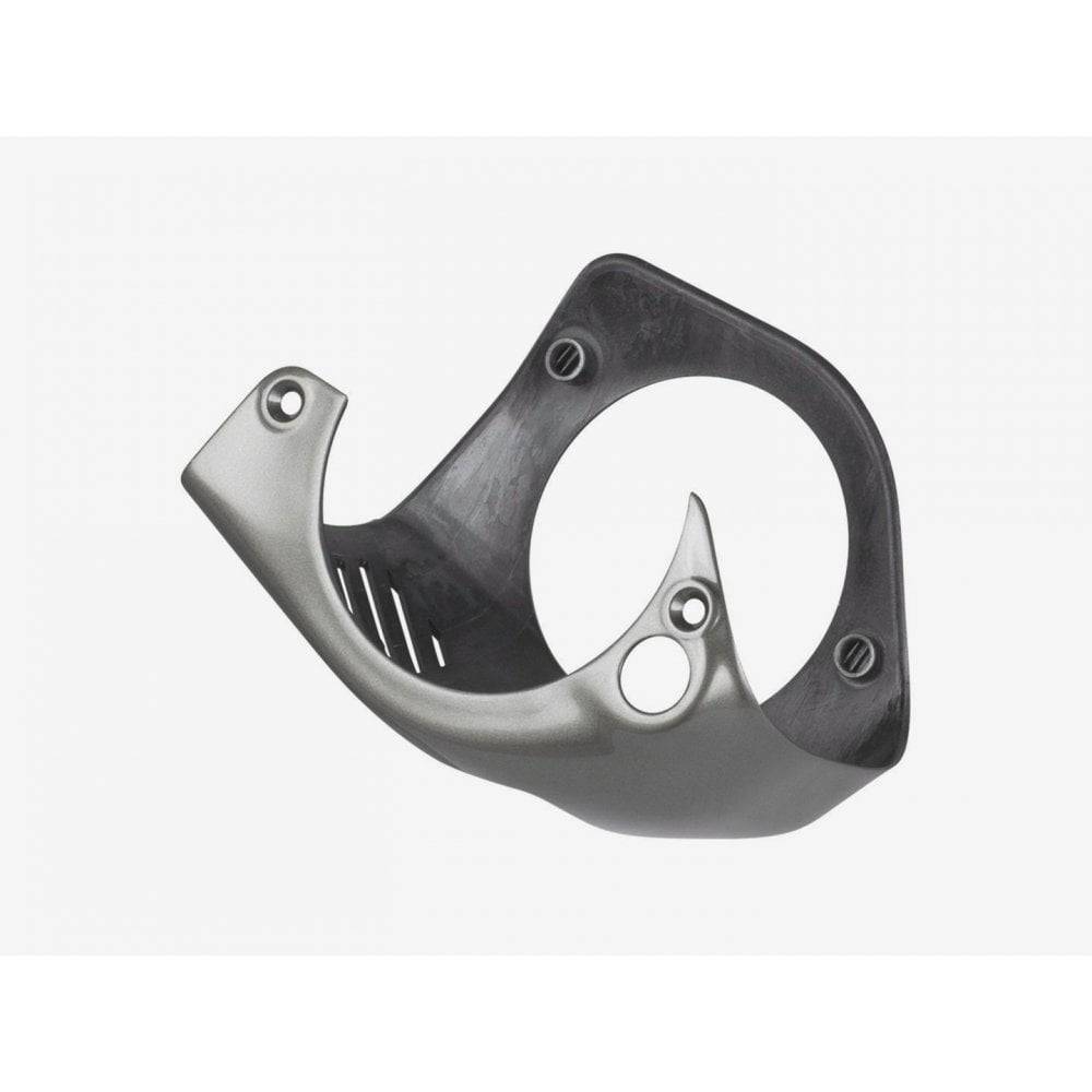 Trek Domane+ SLR motor covers for durable frame protection, showing close-up of black protective components on bicycle frame.