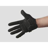 Trek Circuit unisex cycling gloves with full fingers and twin gel padding for comfort, shown on a rider's hands.