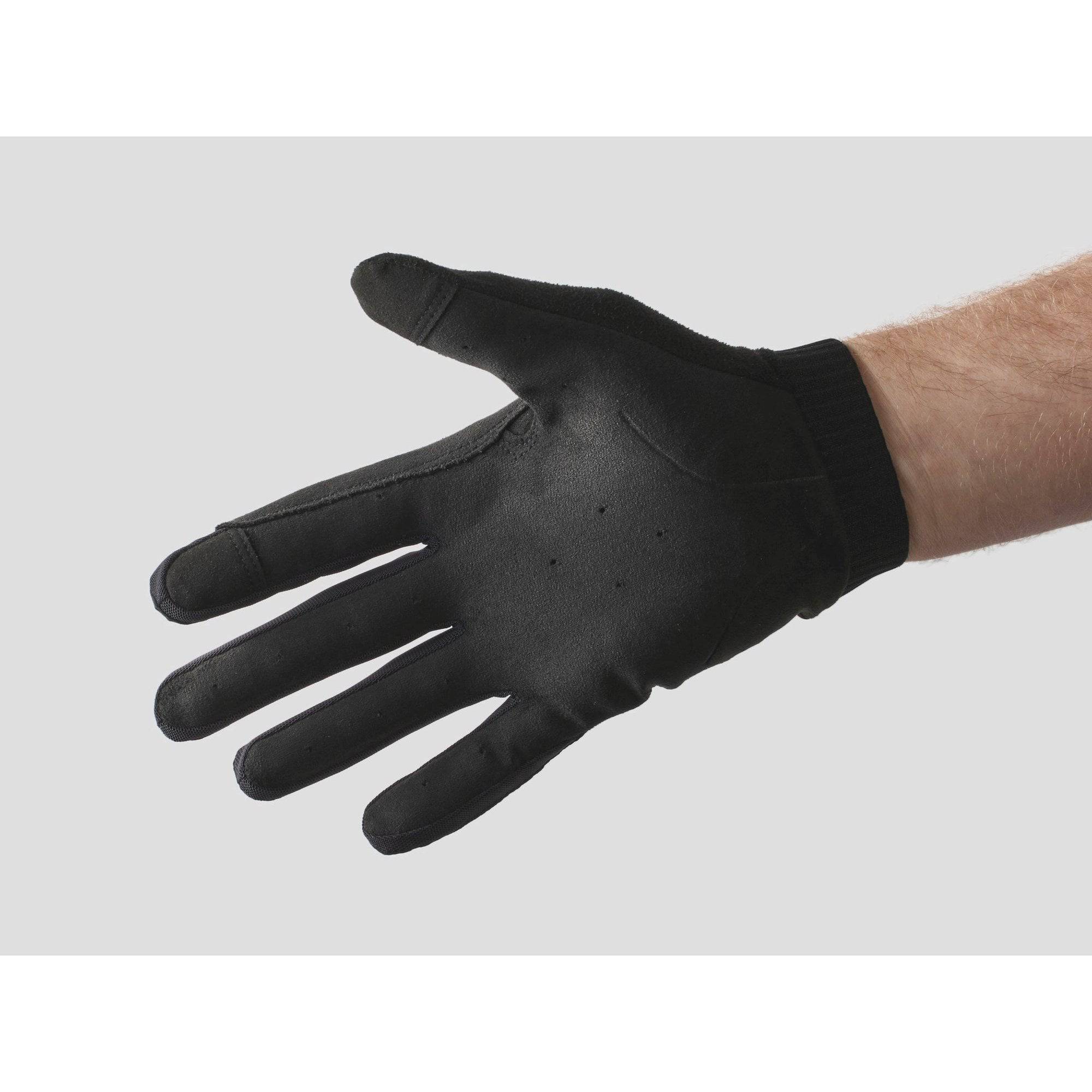 Trek Evoke unisex mountain bike gloves with breathable fabric and touchscreen compatible fingertips, designed for riding comfort.