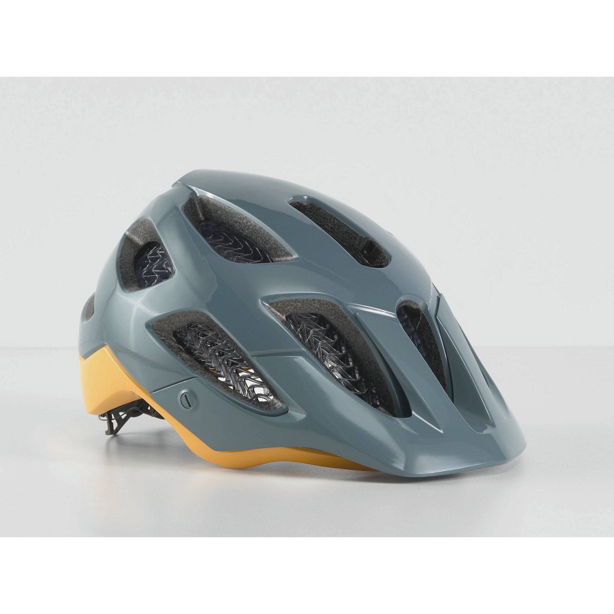 Bontrager Blaze WaveCel mountain bike helmet with Boa fit system and Blendr mount, shown on a rider's head for safety and comfort.