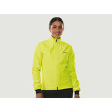 Trek Circuit Women's waterproof rain cycling jacket, lightweight and packable, shown in a vibrant color with reflective details.