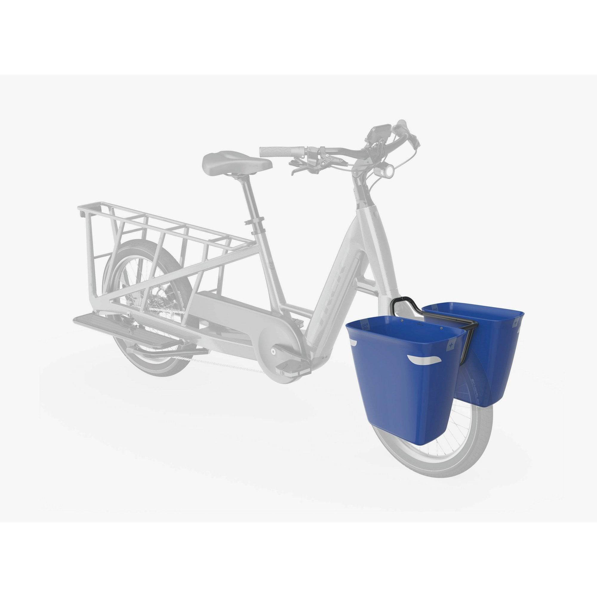 Trek Fetch+ 2 front pannier and rack kit for bikes, weather-resistant bike storage accessories, shown with panniers attached to a bike.