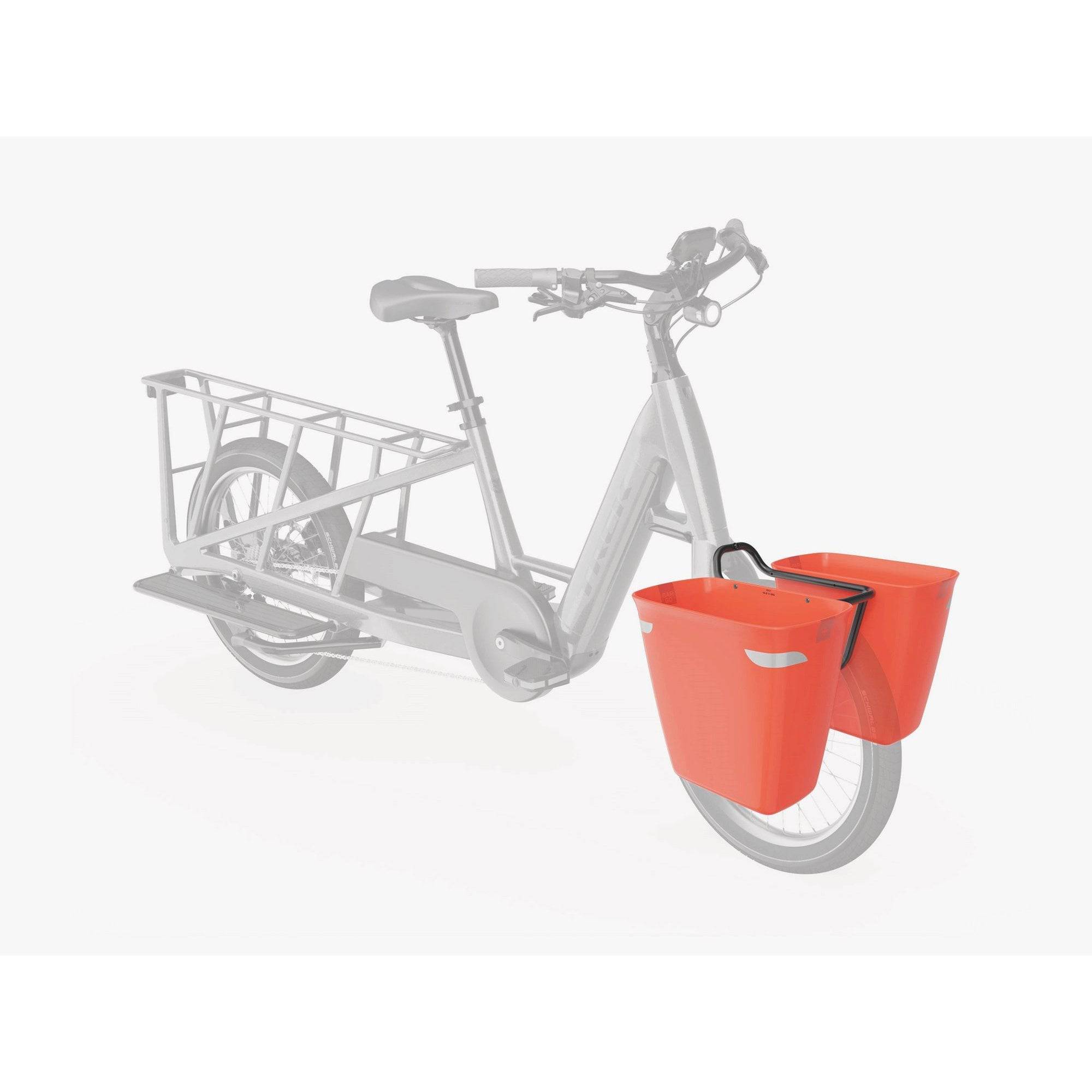 Trek Fetch+ 2 front bike pannier and rack kit, weather-resistant accessories for secure bike storage on a Trek bicycle.