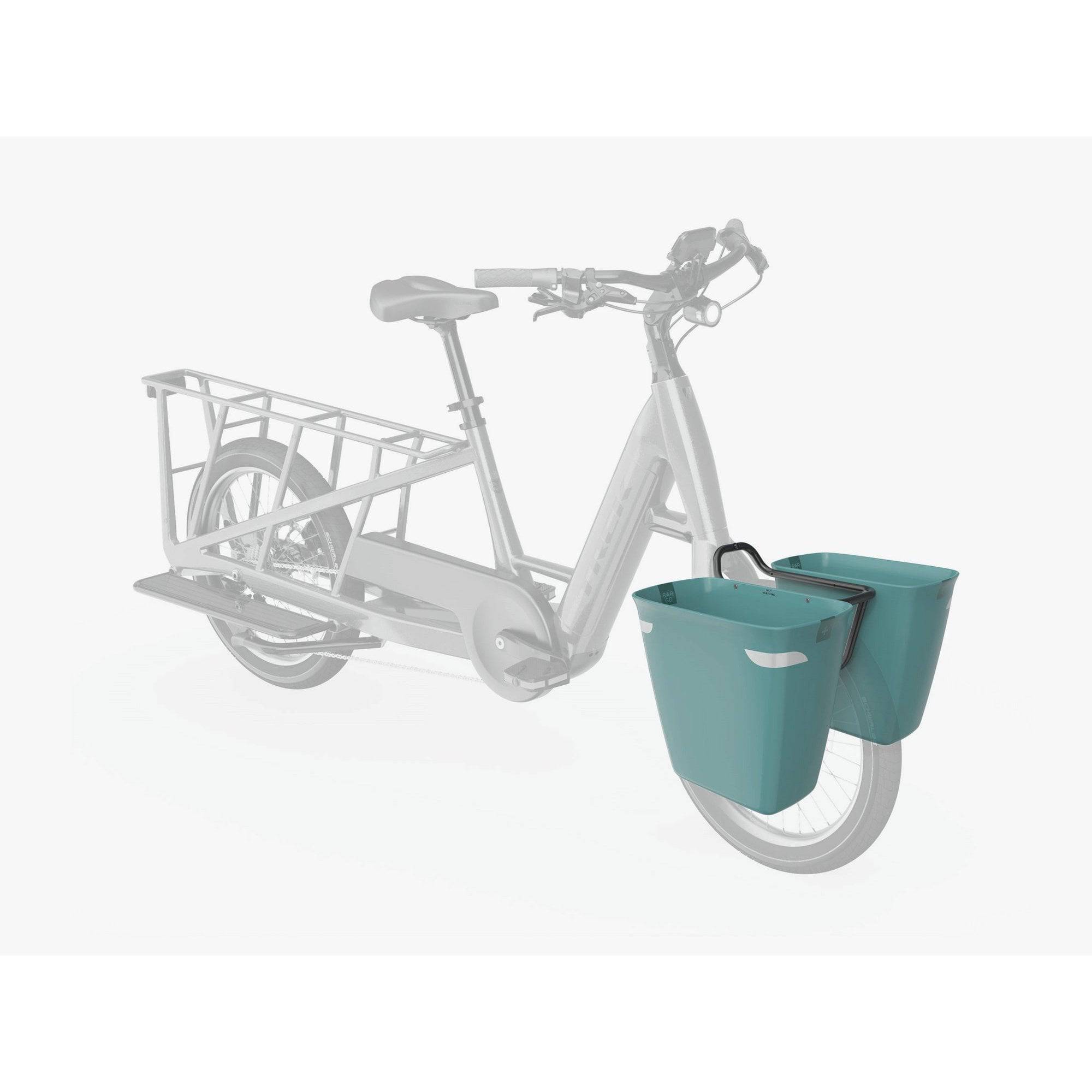 Trek Fetch+ 2 front pannier and rack kit for bikes, weather-resistant storage accessories with sturdy mounting hardware.
