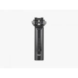 Trek Domane+ HP matte black adjustable bike seatpost mounted on road bike component for comfortable riding.