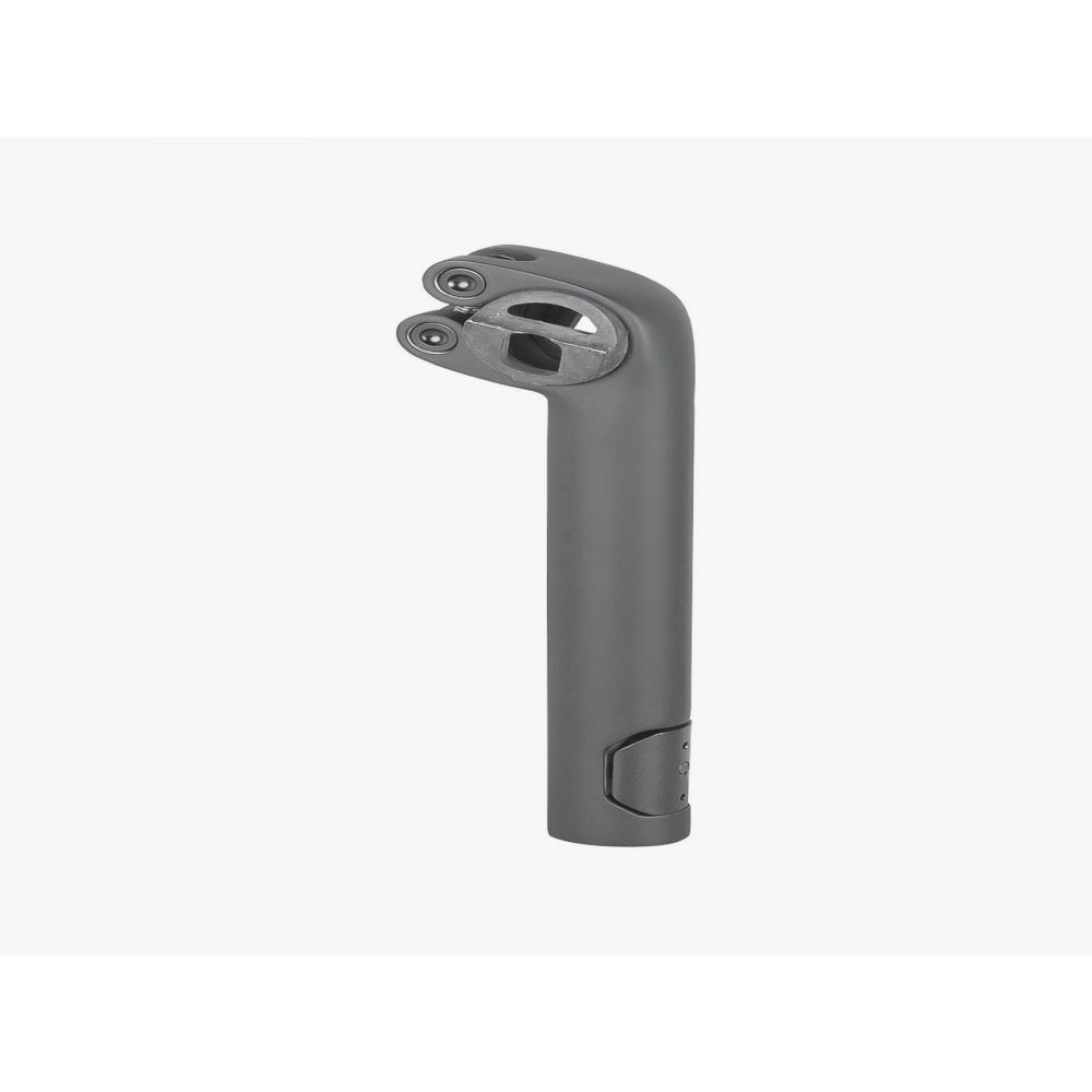Trek Domane+ HP matte black adjustable bike seatpost mounted on a road bike, showing the sleek, lightweight component.