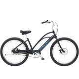 Electra Cruiser Go! step-thru e-hybrid bike with pedal assist and flat foot technology, featuring a sleek design and comfortable riding position.