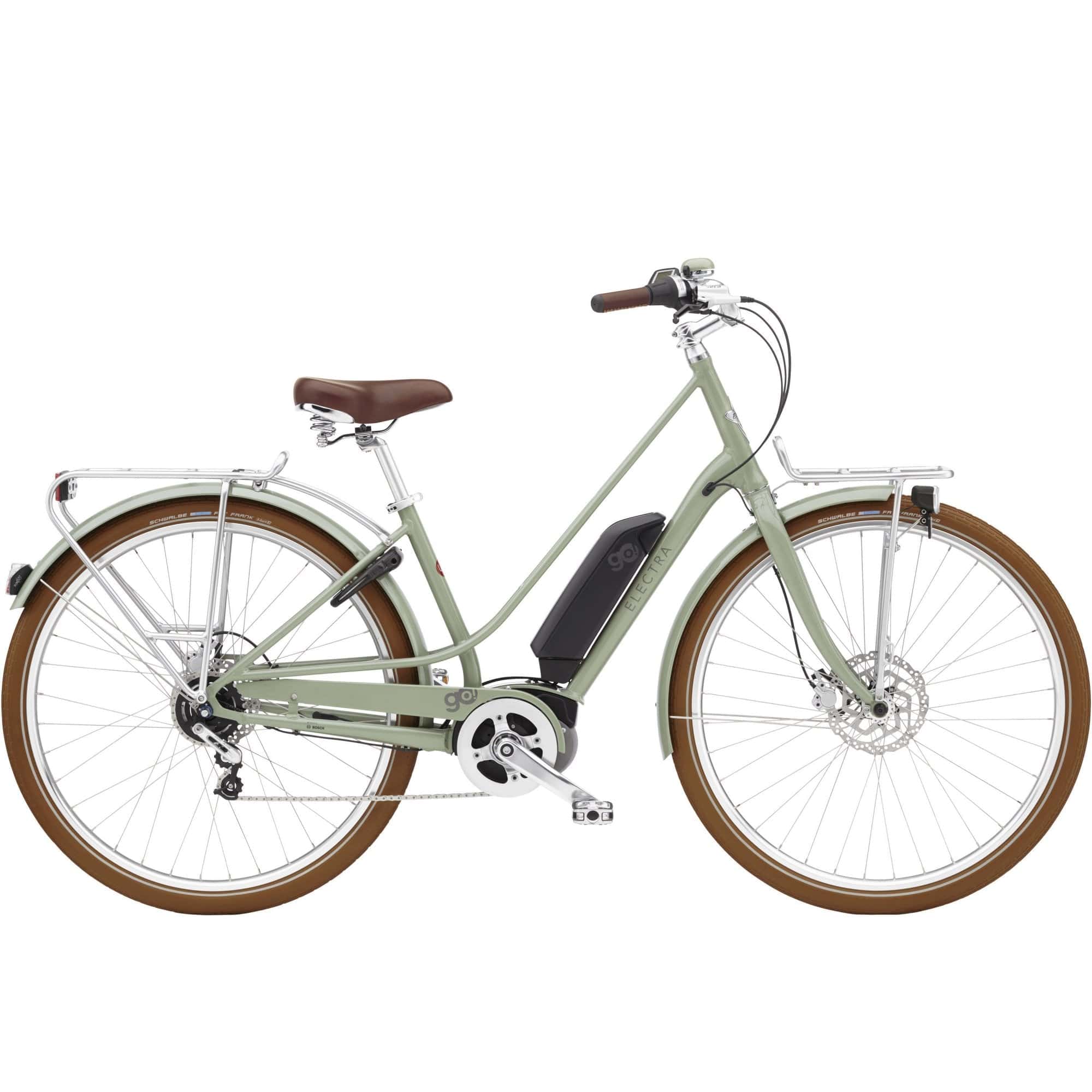 Electra Loft Go! 5i EQ step-thru urban e-hybrid bike with 400 Wh Bosch motor, shown with sleek frame and comfortable design.