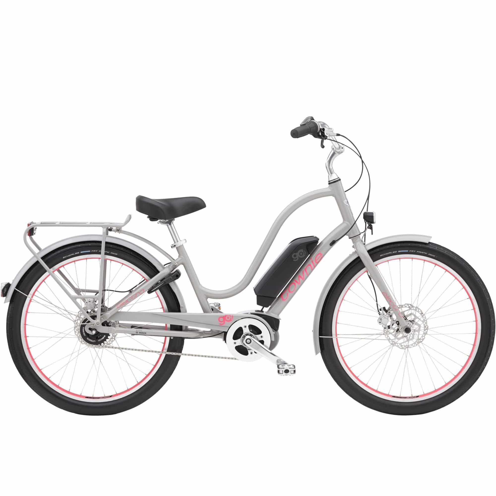 Electra Townie Go! 5i EQ electric hybrid bike with Bosch Active Line Plus motor, featuring a step-thru frame and sleek design.