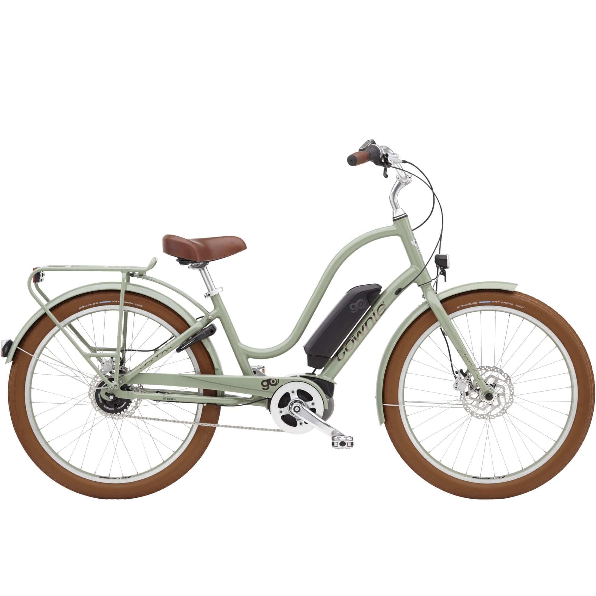 Electra Townie Go! 5i EQ step-thru electric hybrid bike with Bosch Active Line Plus motor and a comfortable, upright riding design.