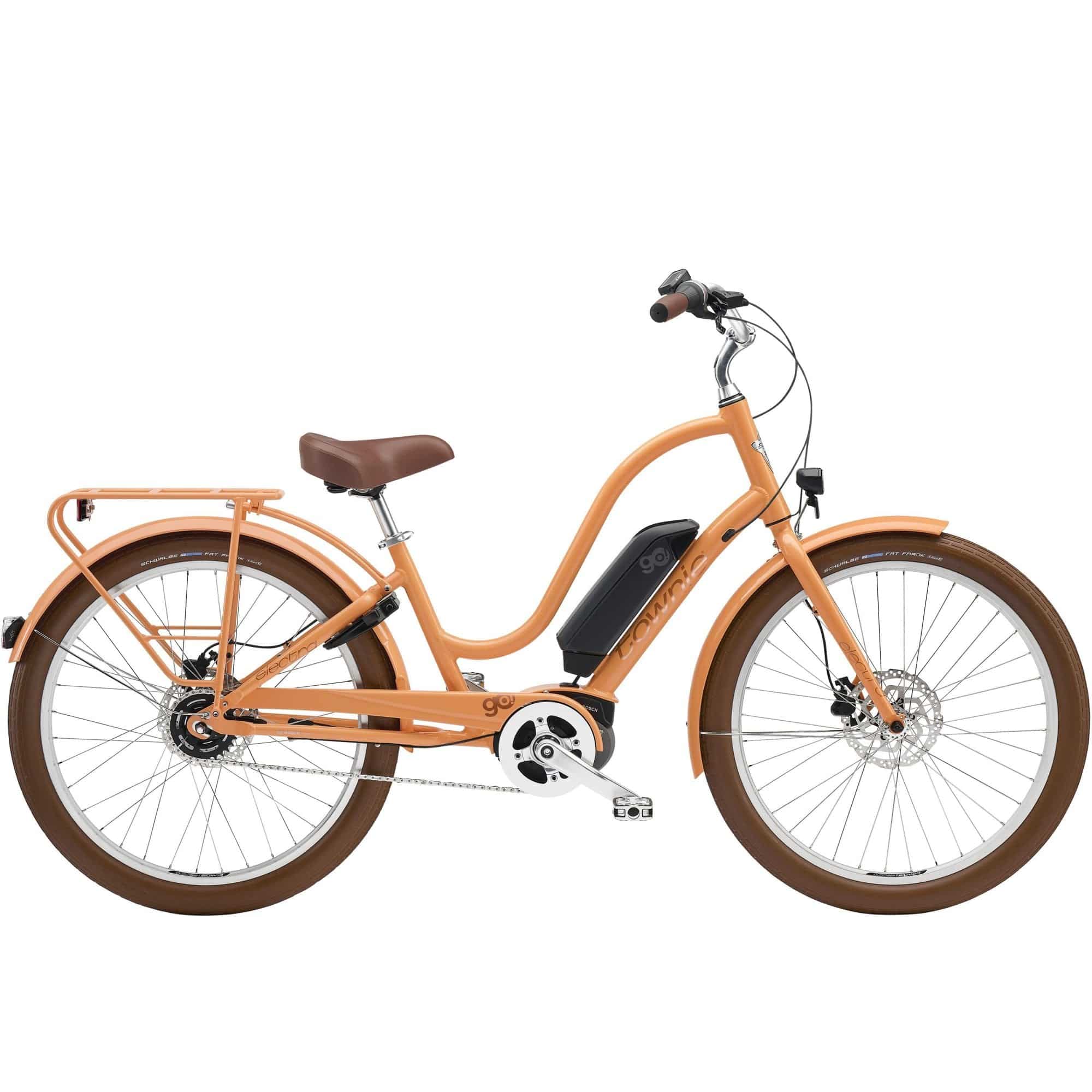 Electra Townie Go! 5i EQ electric hybrid bike with step-thru frame and Bosch Active Line Plus motor, ready for casual riding.