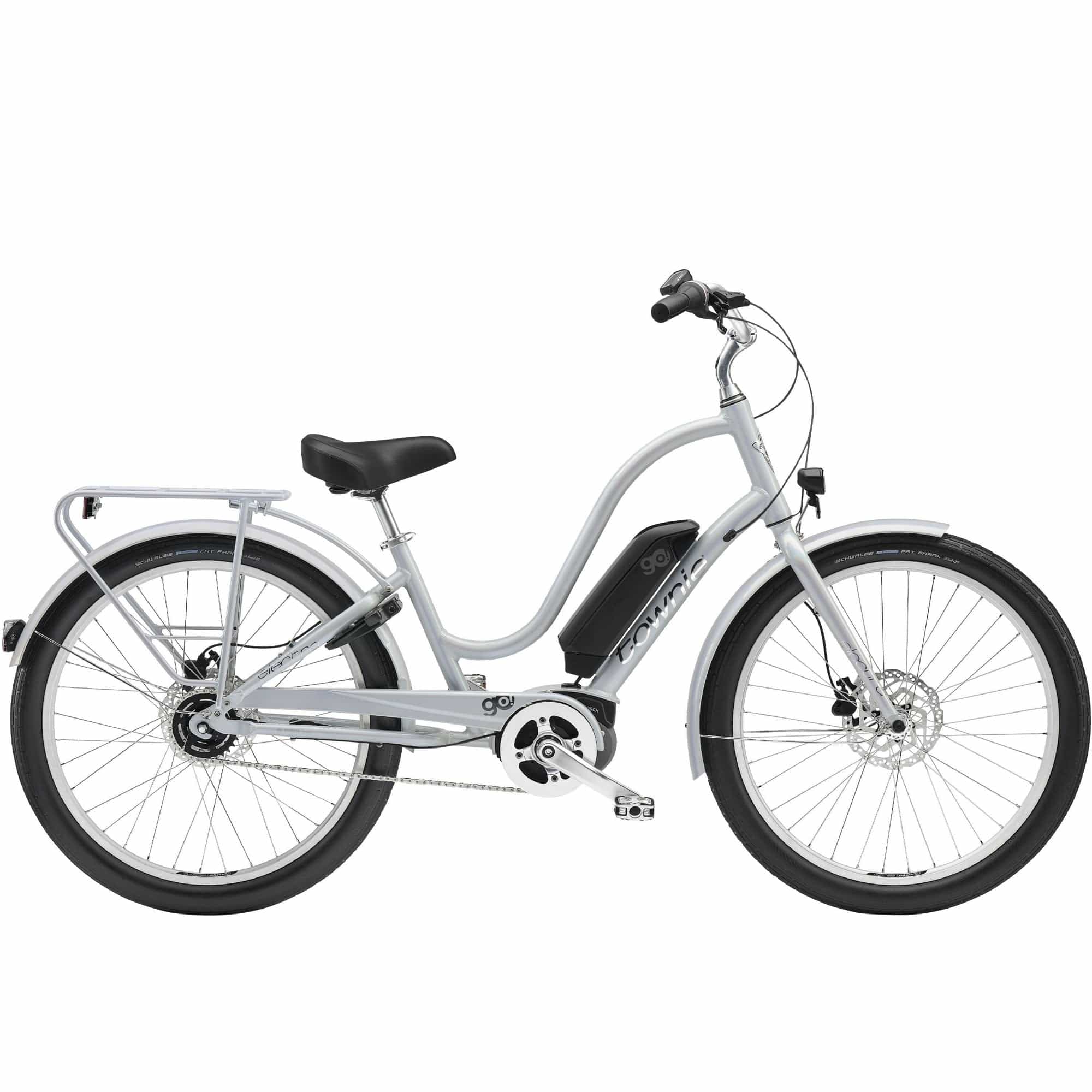 Electra Townie Go! 5i EQ step-thru electric hybrid bike with Bosch Active Line Plus motor, shown with sleek frame and ergonomic design.