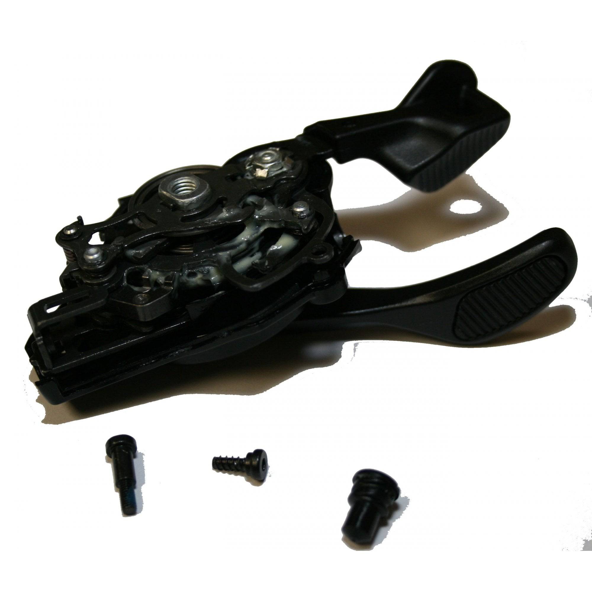 Shimano SL-M8100 right hand shifter lever unit for MTB drivetrain replacement, showing gear selector and ergonomic grip.