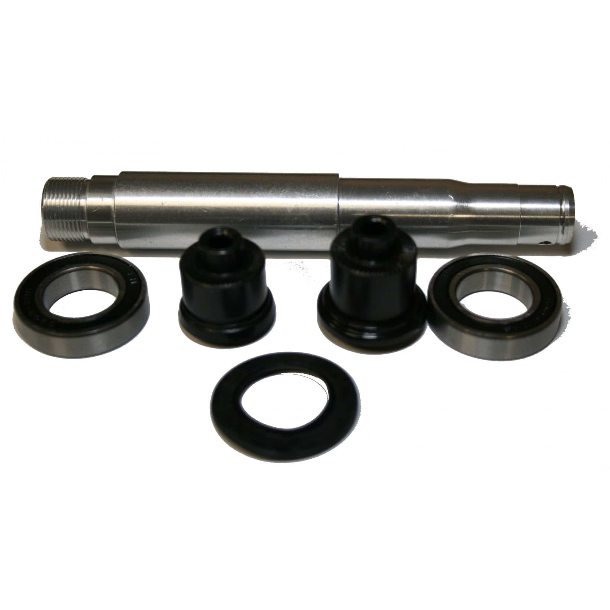 Shimano FH-MT401-B hub axle replacement for MT401 wheel, bike component part, silver metal with detailed threading