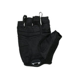 Lizard Skins Aramus Cadence cycling gloves with gel padding and TPR wrist strap, showing the black gloves with textured grip.