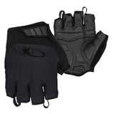Lizard Skins Aramus Cadence cycling gloves with gel padding and TPR wrist strap, showing black and red design with padded palms.