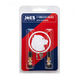 Pair of Joe's No Flats tubeless Schrader valves for tubeless tire setups, durable bicycle components for secure inflation.