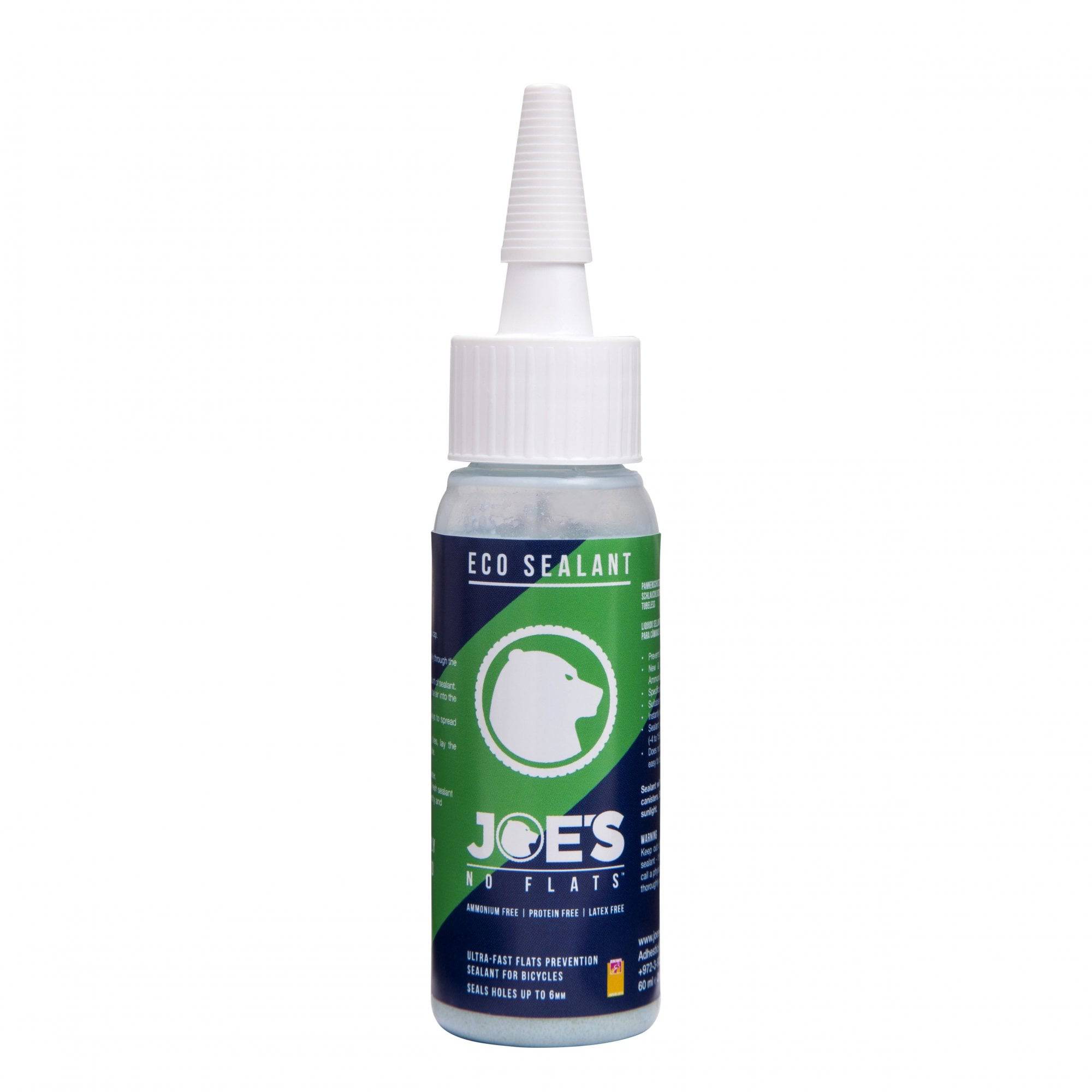 Joe's No Flats Eco Sealant tubeless tire sealant for tubeless-ready tires, shown in a container with product label.