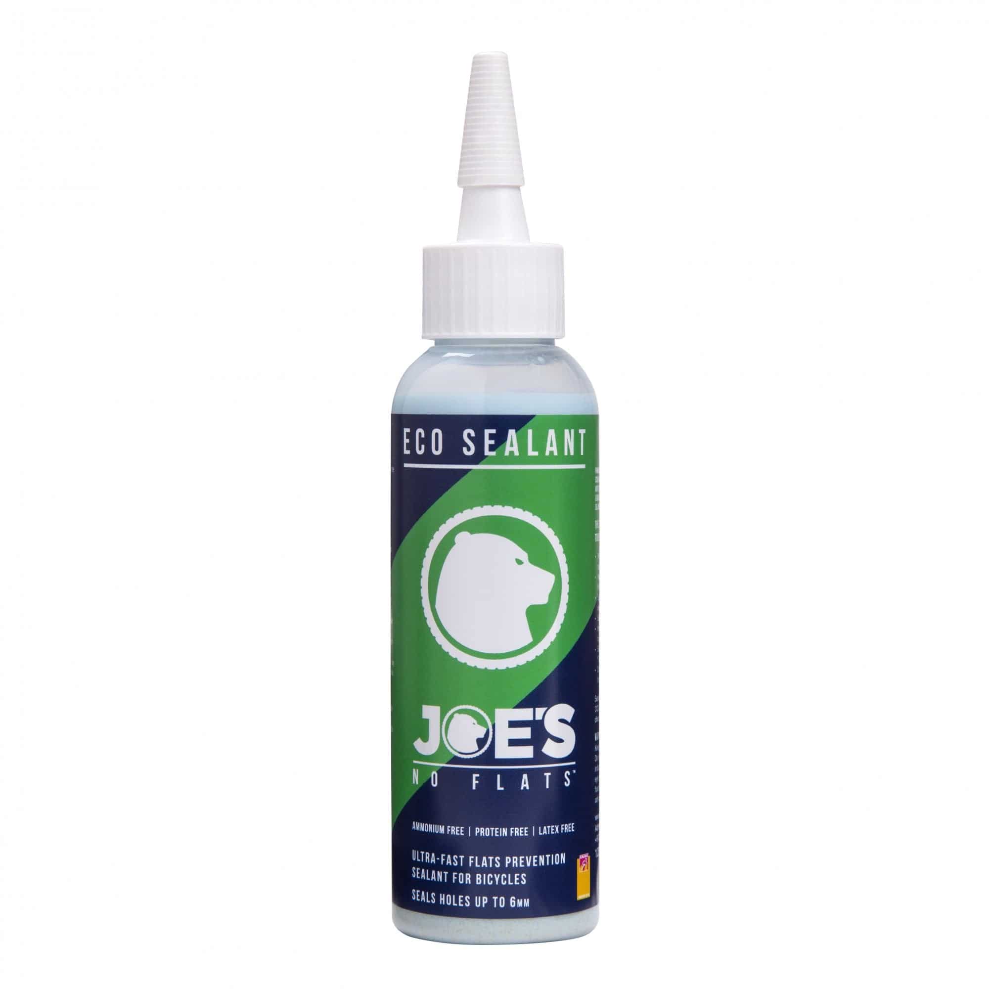 Joe's No Flats Eco Sealant for tubeless ready tires, shown in a container, used to seal punctures in tubeless bicycle or vehicle tires.