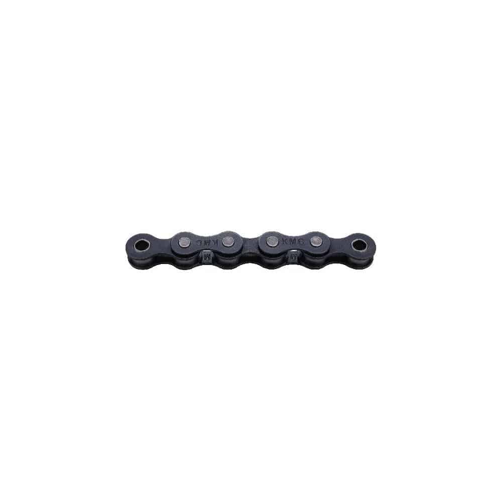 KMC B1 wide black bike chain for single speed, BMX, and fixed gear bikes, 112 links, durable bike component.