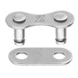 KMC Snap-On 1X Wide EPT Links Silver for Z410 chain replacement, image shows two silver component links for bike chain repair.