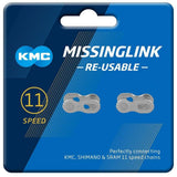 KMC Missinglinks 11R silver reusable chain links for 11-speed bikes, two pairs, bike components for easy chain maintenance