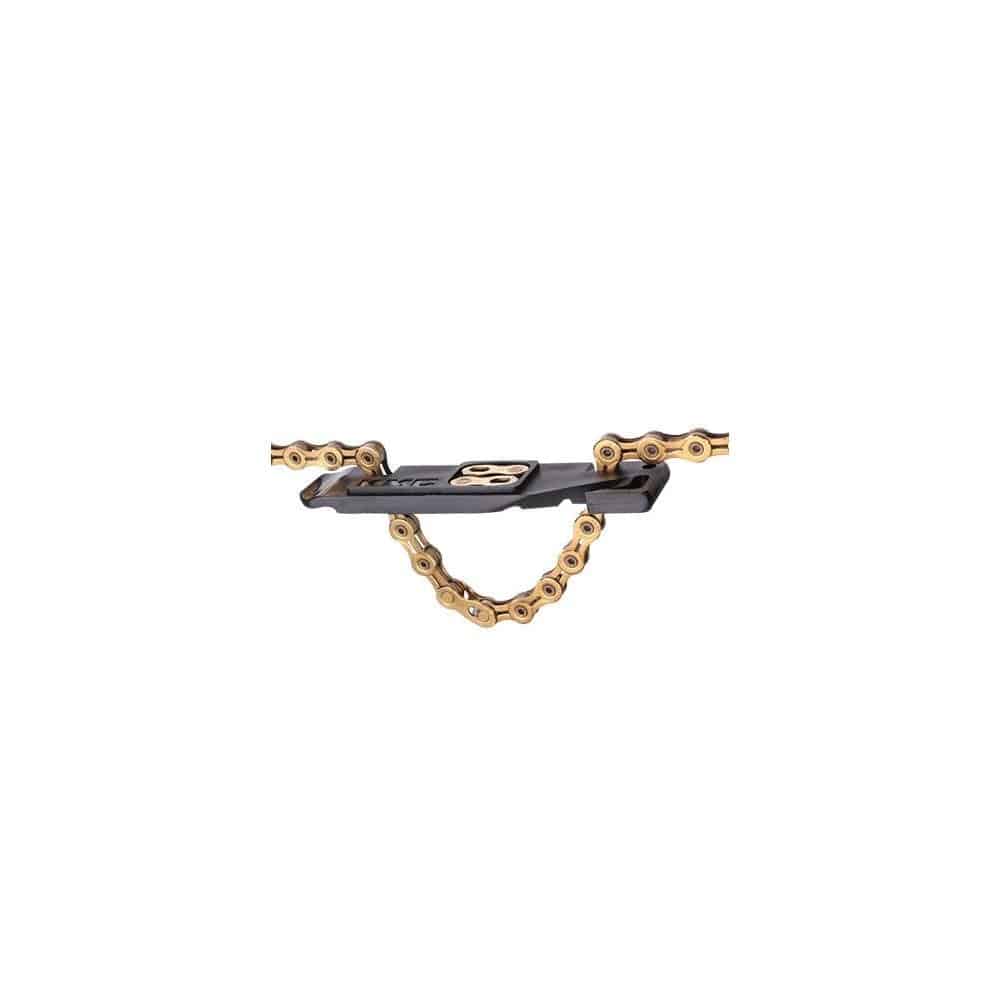 KMC Chain Aid bike workshop tool with chain latch, MissingLink holder, valve core remover, and tyre lever for bike maintenance