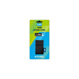 KMC mini bicycle chain tool for up to 12-speed chains with storage pouch, used in bike workshop for chain maintenance.