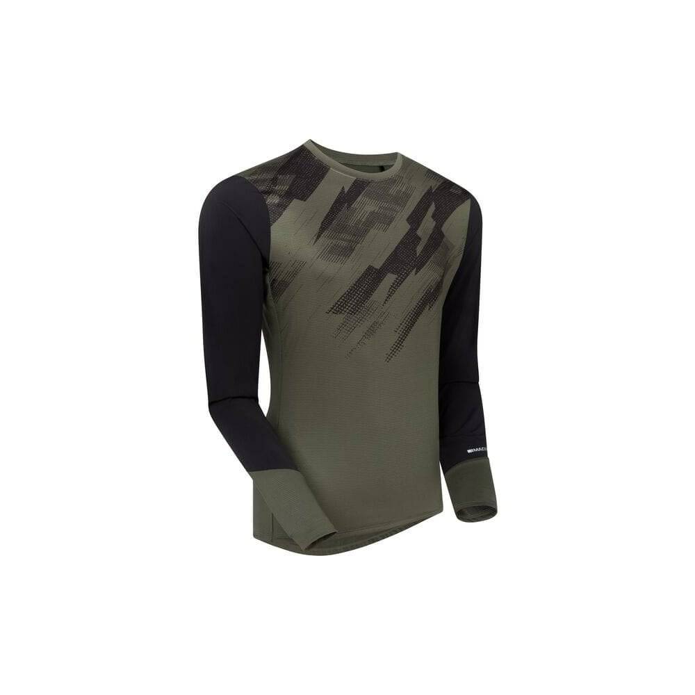 Madison Flux men's long sleeve trail jersey with moisture-wicking fabric and durable arm panels for outdoor cycling.