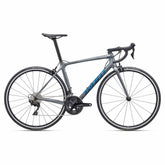 Giant TCR Advanced 2 2024 road bike with Shimano 105 R7100 groupset and disc brakes, shown from side view.