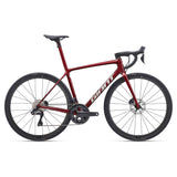 Giant TCR Advanced SL Disc 1 road bike with Shimano Ultegra Di2 electronic shifting, 2024 model, front view with aerodynamic frame