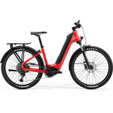 Merida eSpresso CC 675 EQ e-hybrid bike with Shimano STEPS motor and urban accessories, featuring a sleek frame and city commuter design.