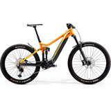 Merida eOne-Sixty 700 electric mountain bike with Shimano Steps motor, 29/27.5-inch wheels, rugged frame, ready for off-road trails.