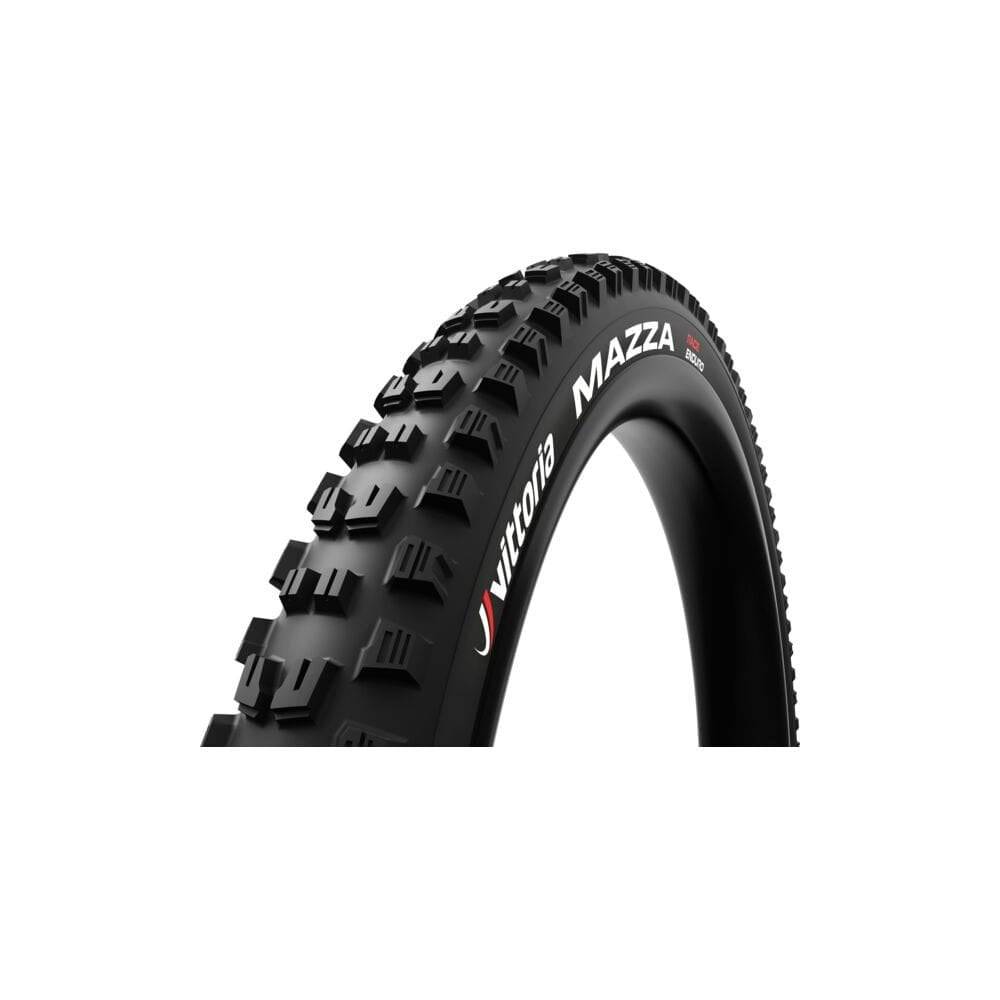 Vittoria Mazza Race MTB tire with Graphene and Silica compound showing textured tread and sidewall details.