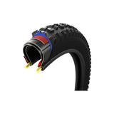 Vittoria Mazza Race MTB tyre with graphene and silica compound, showing tread pattern and sidewall details for optimal grip.