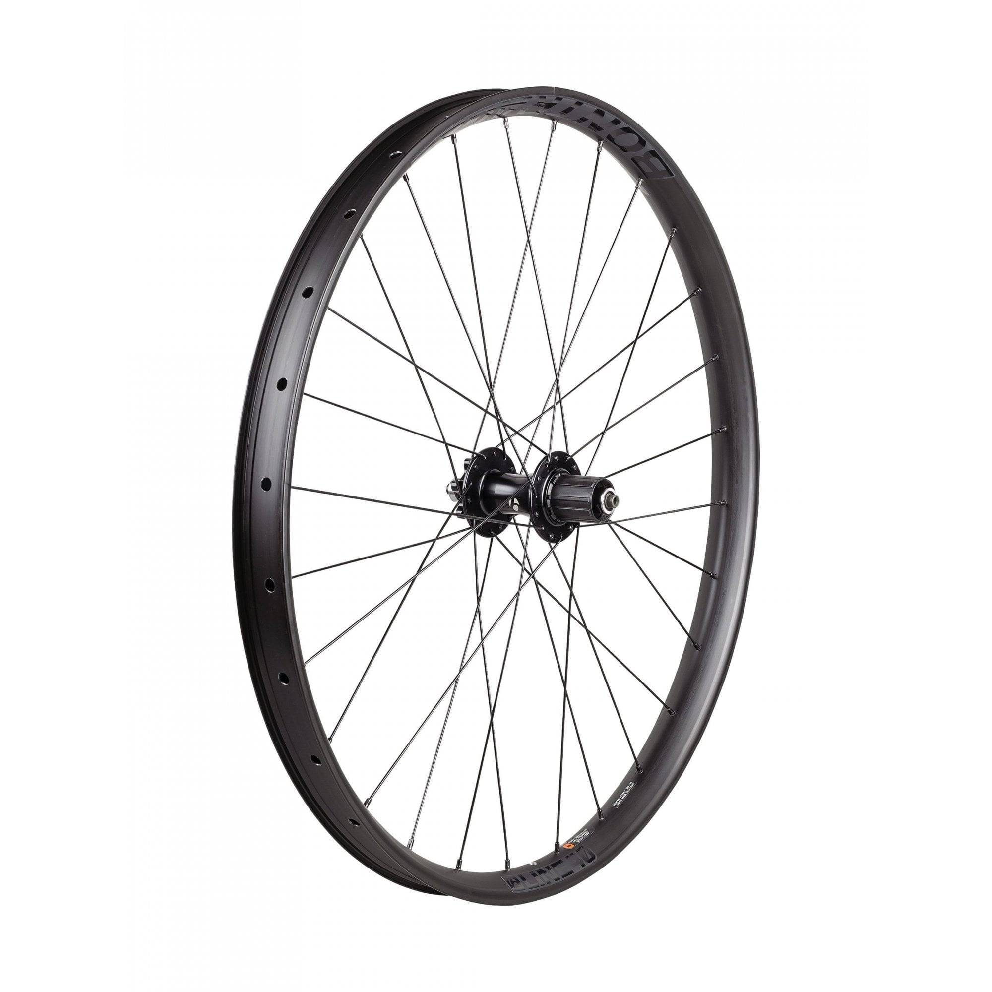 Bontrager Line 40 27.5-inch Boost MTB rear wheel with Shimano HG 8/9/10-speed cassette, mountain bike component.