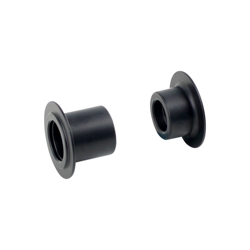 Black Bontrager Affinity Comp/Elite 12mm axle end cap kit for 100mm OLD front and rear bike hubs, components part.