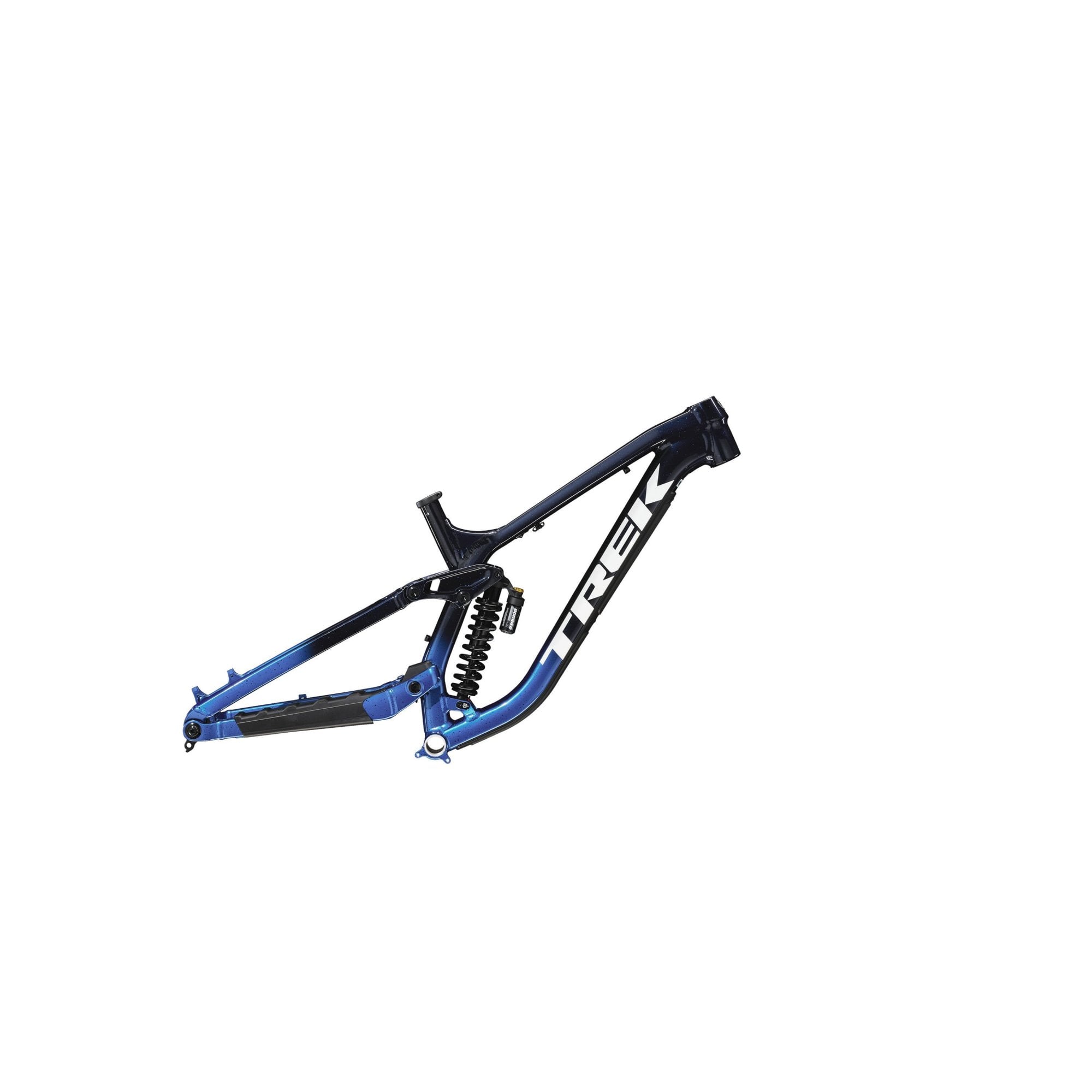 Trek Session Al MTB frameset with high pivot suspension for trail riding, showcasing the lightweight aluminum frame and rear shock.