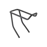 Trek Fetch+ 2 front pannier rack in black mounted on a bicycle, durable bike front rack for carrying loads.